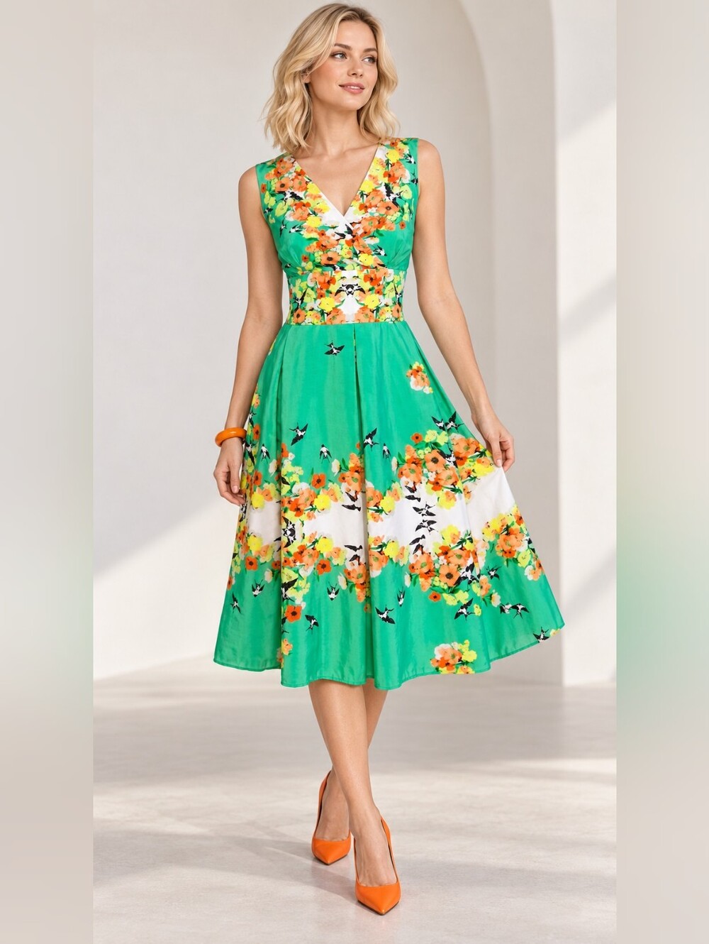 Rabbit Rabbit Rabbit Green Floral V-Neck Maxi Dress - Picture 4 of 8